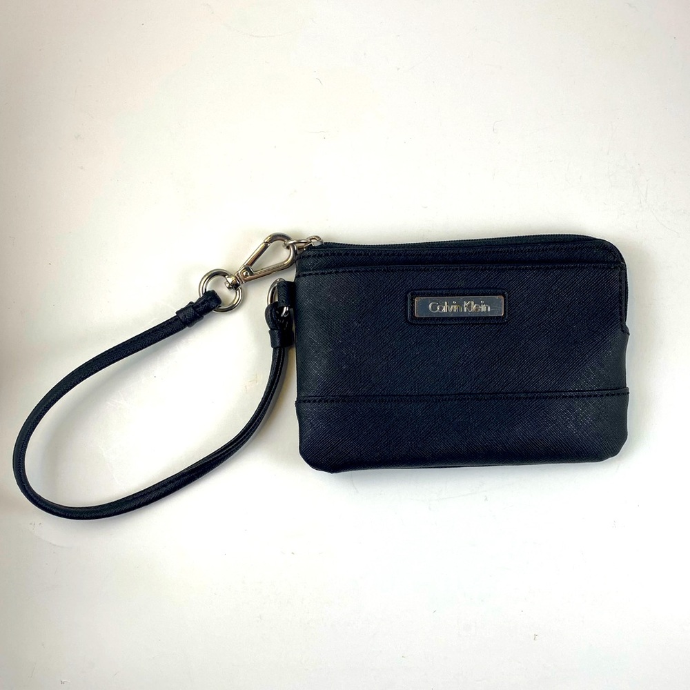 Calvin Klein Black Wallet with strap and hook, clutch wristlet